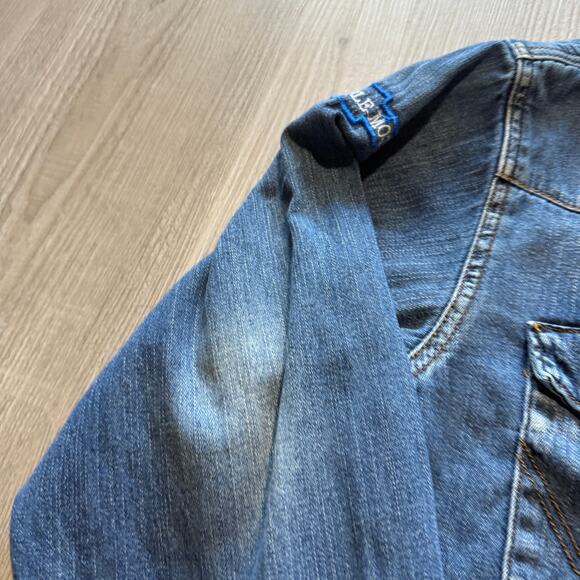 Men's Wrangler Wyoming National Qualifier Bull Riding Denim Snap Shirt Sz Medium - Picture 6 of 8